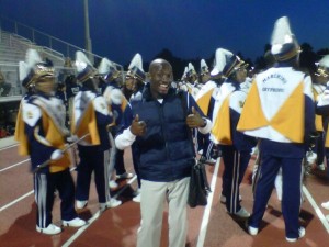 Tremayne enjoying a moment with the Rocky Mount High School Band