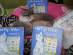 Sasha Kitty and her book, "Sasha Shops Salisbury"