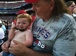 Enjoying a Braves' game with Pawpaw