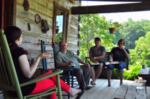 Learning while relaxing on the porch at the farm