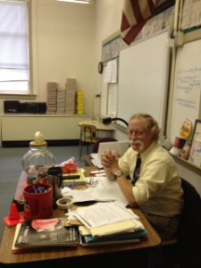 Mr. Terry enjoying a day at school.
