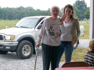 In this photo, Mom is surprised by friends and family at her 90th birthday party.