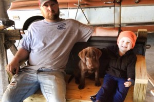 Enjoying the new bench made from Pawpaw Mike's Chevrolet tailgate.