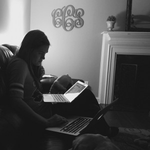 Elementary school teacher, Carrie Carter, preparing for the next day.