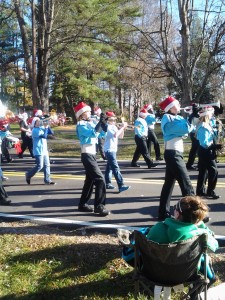 The West Rowan High School Band marching in the Cleveland Christmas parade.