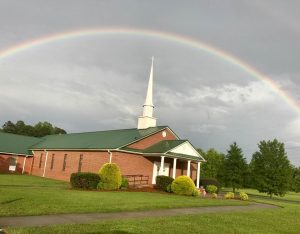 A rainbow over Franklin Baptist Church, after a brief shower. A reminder of God's promise.