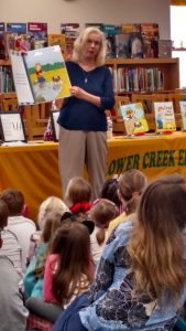 Having a great day reading my books at Lower Creek Elementary School.